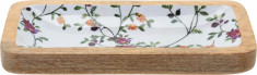 Platou Karll din lemn de mango, model flori, 30 x 15 x 3 cm foto