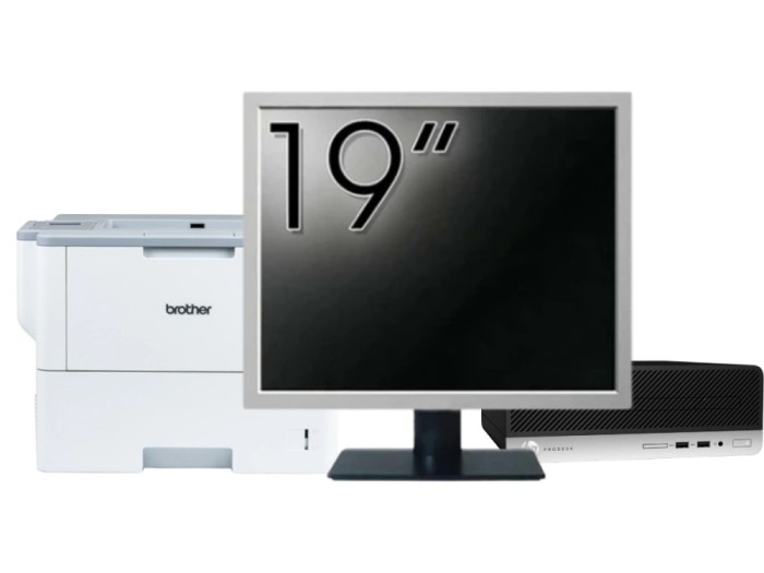 Pachet Calculator Second Hand HP ProDesk 400 G4 SFF, Intel Core i5-7500 3.40GHz, 8GB DDR4, 256GB SSD + Monitor 19&amp;quot; &amp; Imprimanta Brother HL-L6300D