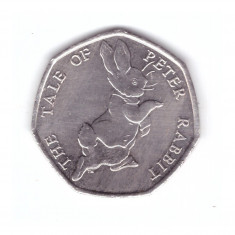 Moneda Marea Britanie 50 pence 2017 The tales of Peter Rabbit, stare foarte buna