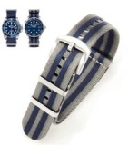 Curea Universală Nylon &ndash; 22 mm &ndash; Gri și Bleumarin &ndash; Compatibilă OMEGA, Rolex,