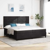VidaXL Pat cu arcuri cu saltea cu headboard Negru 200 x 200 cm Catifea