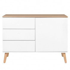 Comoda DOT MDF/PAL/stejar, alb/maro, 109 x 79 x 43 cm foto