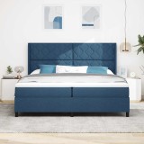 Cumpara ieftin Pat cu arcuri cu saltea albastru 200 x 200 cm țesătură