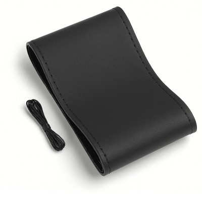 Husa volan din piele ecologica ne-perforata, diametru 37-39 cm, cu ac si ata neagra foto