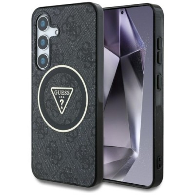 Husa pentru Samsung Galaxy S25 Plus - Guess IML Metal Glitter 4G Circle Triangle MagSafe (GUHMS25MHG4PRTGK) - Black foto