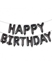 Baloane Folie Negre Happy Birthday - 340x40 cm