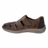 Sandale barbati, din piele naturala, marca Rieker, 03078-25-02-22, maro