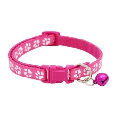 Zgarda ajustabila cu clopotel pentru caini si pisici, 18-32cm/1cm, Roz, Ropet