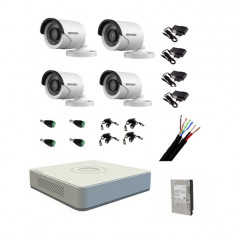 Kit 4 camere supraveghere HikVision 720P Exterior complet, DVR + Camere + Mufe + Cablu + HDD 1TB foto