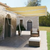 VidaXL Copertină autonomă retractabilă automat galben&amp;alb 600x350 cm
