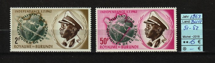 Burundi, 1963 | Utilizarea paşnică a spaţiului cosmic - Cosmos | MNH | aph