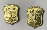 S R 60 - militare - semne de arma - metalice - aparare locala antiaeriana - comunism - auriu - piesa de colectie!