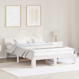VidaXL Cadru de pat cu headboard Alb 160 x 200 cm Lemn masiv de pin