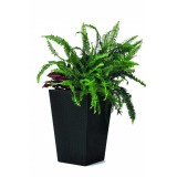 Ghiveci de gradina, imitatie ratan antracit, fara farfurie, Keter, pentru gradina terasa balcon interior, polipropilena, perete dublu, dreptunghiular,