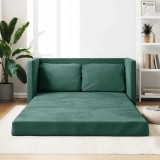VidaXL Canapea extensibilă de podea 2 &icirc;n 1, verde &icirc;nchis, 122x204x55cm