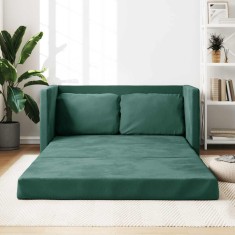 vidaXL Canapea extensibilă de podea 2 &icirc;n 1, verde &icirc;nchis, 122x204x55cm