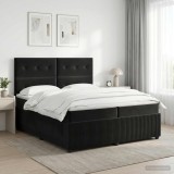 Cumpara ieftin Pat boxspring cu saltea cu headboard Negru 200 x 200 cm Catifea