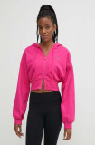 Cumpara ieftin Adidas by Stella McCartney bluză trening culoarea roz, cu glugă, neted, IN3638