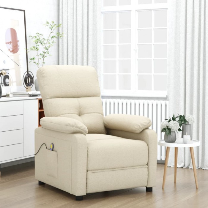 vidaXL Fotoliu de masaj, crem, material textil