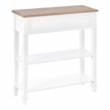 Masa multifunctionala pentru hol HOMCOM, cu sertar, lemn pin, 75.6x27.5x80.5cm, alb | Aosom Romania