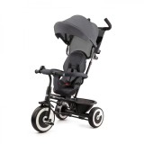 Tricicleta Copii Kinderkraft Aston, Malachite Grey, 9 luni-5 ani, Copertina, Frane, Pliabila, Geanta, Cos Depozitare, Sonerie