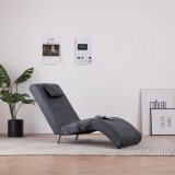 vidaXL Șezlong de masaj cu pernă, gri, piele &icirc;ntoarsă artificială
