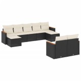 Cumpara ieftin Set mobilier de gradina cu perne, 9 piese, negru, poliratan