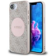 Husa iPhone 16e Guess 4G Circle Classic Logo MagSafe, roz, GUHMPSE4P4PGRSGP foto