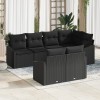 Gossi set de dining pentru gradina cu 7 piese si perne, ratan poly negru