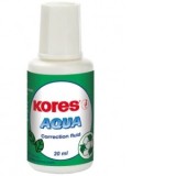 Fluid corector Kores, 20 ml, pe baza de apa, aplicator cu pensula