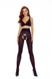Ciorapi Crotchless Passion, Negru, XS/S
