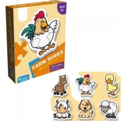 Puzzle Educational Animale de Ferma pentru Copii &ndash; Set cu 6 Modele Colorate, +3 Ani