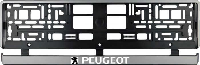 Set 2 bucati, suport numar inmatriculare argintiu Peugeot