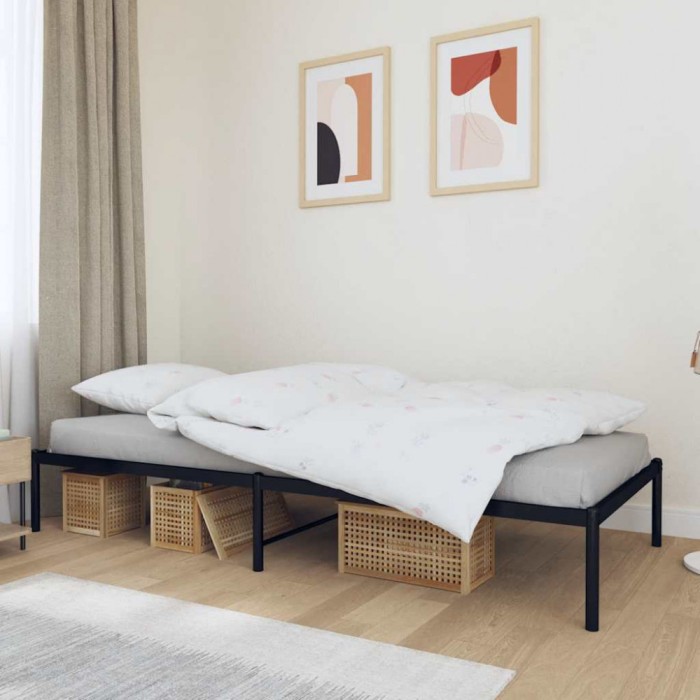 vidaXL Cadru pat metalic, negru, 90x200 cm 350839
