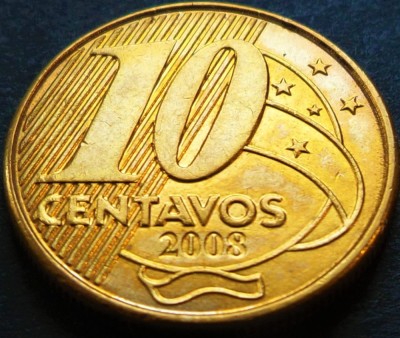 Moneda 10 CENTAVOS - BRAZILIA, anul 2008 * cod 4851 = A.UNC foto