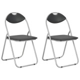 Cumpara ieftin Scaune pliante 2 buc piele ecologica neagra