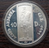 (A361) MONEDA DIN ARGINT ANDORRA - 10 DINERS 1995 - UNIUNEA VAMALA JOAN MARTI I ALANIS - CONTELE DE BARCELONA RAMON BERENGUER III - PROOF - RARA