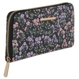 Portofel pentru femei, Negru cu Model Floral, 19,5x11x2,5cm, CMCLASS