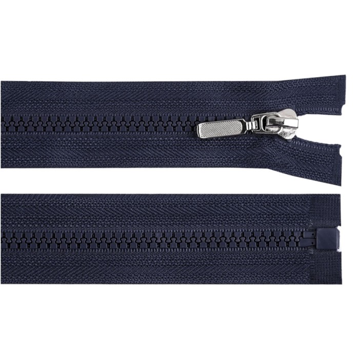Fermoar detasabil din plastic cu glisor decorativ, lungime 60 cm, Bleumarin