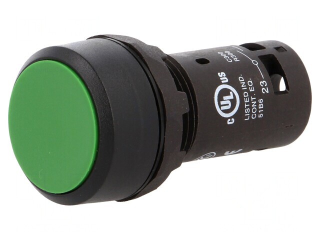 Comutator Apăsare 22mm 1 NO Verde