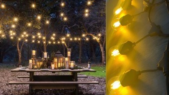 Ghirlanda luminoasa cu 1 pendul/ml si becuri led sticla cu filament 4w, 10 m lungime, interconectabile 150m, lumina calda foto