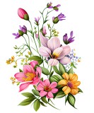 Sticker decorativ, Flori, Multicolor, 85 cm, 1216STK