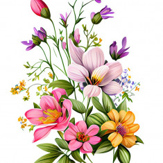 Sticker decorativ, Flori, Multicolor, 85 cm, 1216STK