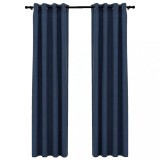 Cumpara ieftin Perdele opace aspect panza cu ocheti 2 buc. albastru 140x225 cm