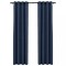 Perdele opace aspect panza cu ocheti 2 buc. albastru 140x225 cm