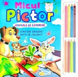 Micul pictor - animale de companie - cu set 8 creioane - Editura Flamingo Gd