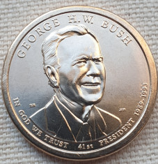 Moneda 1 Dollar 2020 USA, George H.W. Bush, 41th President, unc, litera P sau D foto