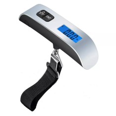 Cantar digital portabil calatorie, pentru bagaje, 50 kg, 110 lb, argintiu foto