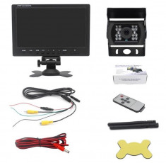 Kit marsarier wireless cu camera si display de 9&amp;amp;#8243; 12V~24V, K610W pentru Camioane, Autocare, Bus-uri, Utilaje PREMIUM foto