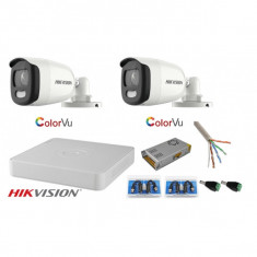 Sistem supraveghere Hikvision 2 camere 5MP Ultra HD Color VU full time ( color noaptea ) DVR 4 canale SafetyGuard Surveillance foto